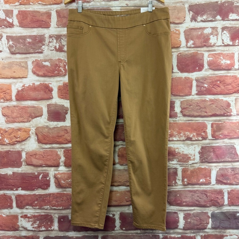 Chicos Jegging Ankle Jeans Women's 14 Brown Stretchy Casual Pull On Pants